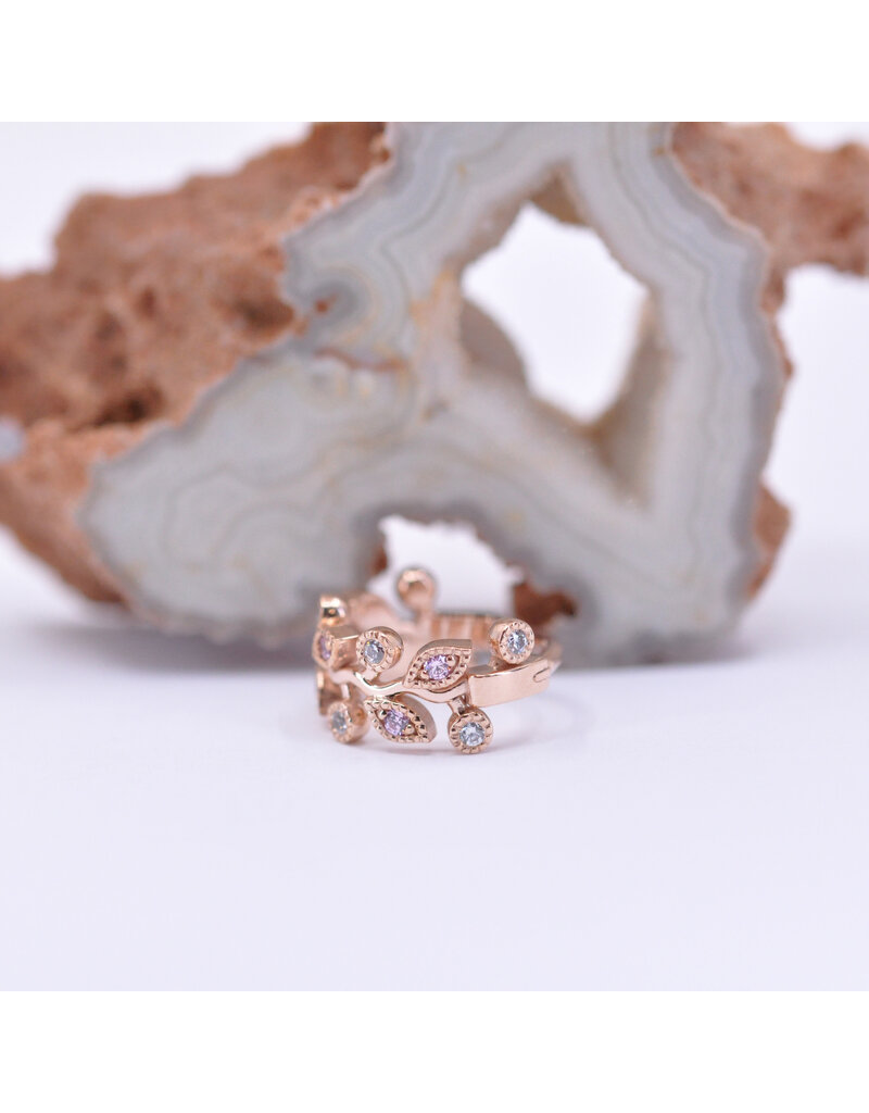 BVLA 16g 7/16" Arwen Clicker Ring with Pink CZ and CZ in 14k Rose Gold by BVLA!