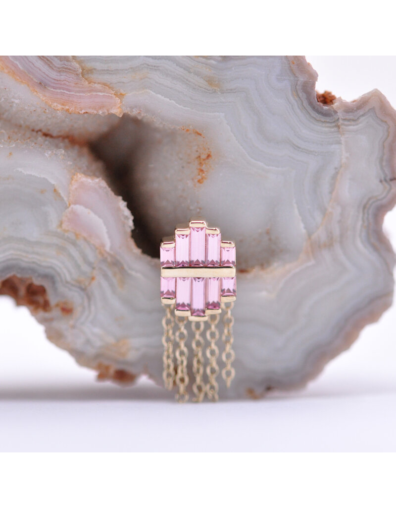 BVLA Levitate with Champagne Sapphire and Padparadscha Sapphire in 14k Yellow Gold 16g Threaded End by BVLA!