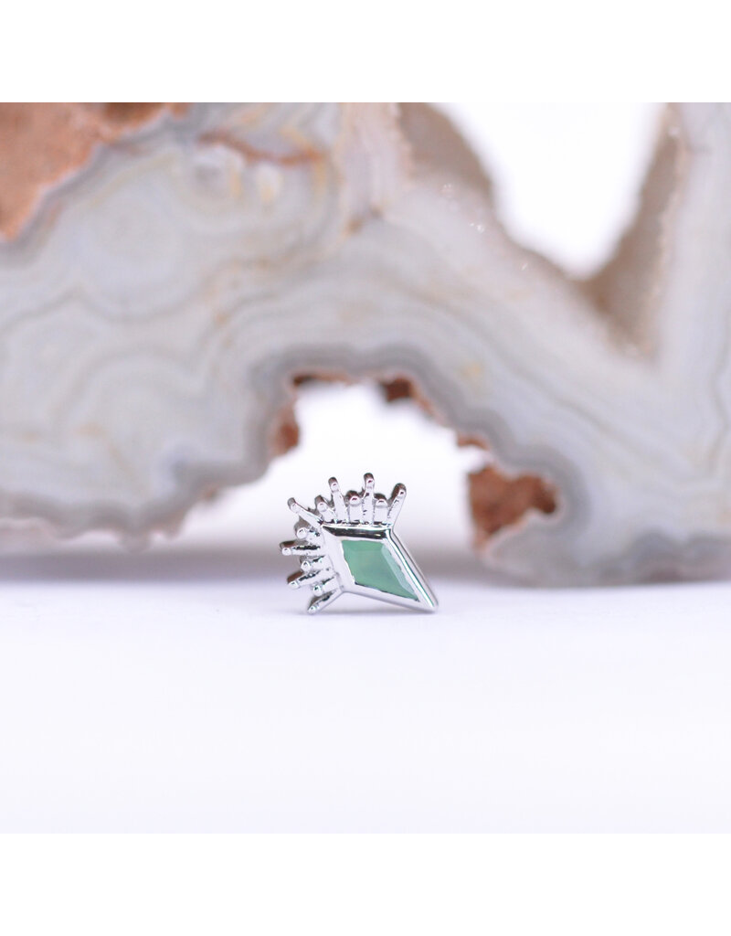 BVLA Kite Borderline with Faceted Chrysoprase in 14k White Gold 16g Threaded End by BVLA!
