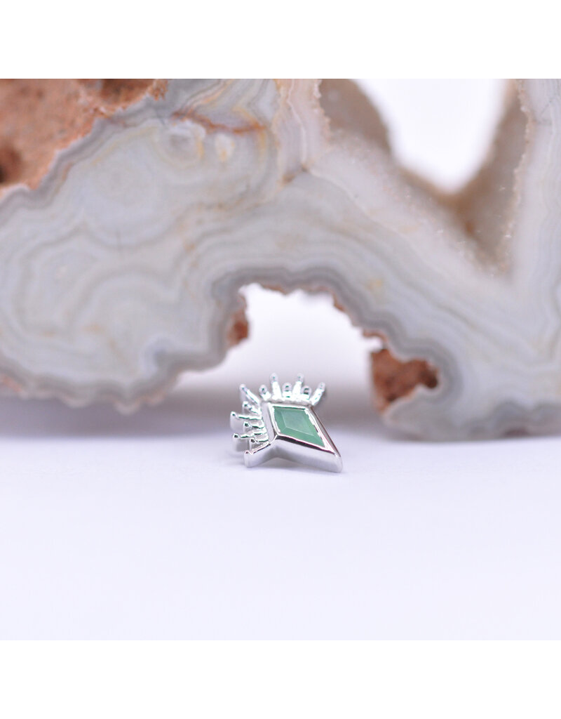BVLA Kite Borderline with Faceted Chrysoprase in 14k White Gold 16g Threaded End by BVLA!