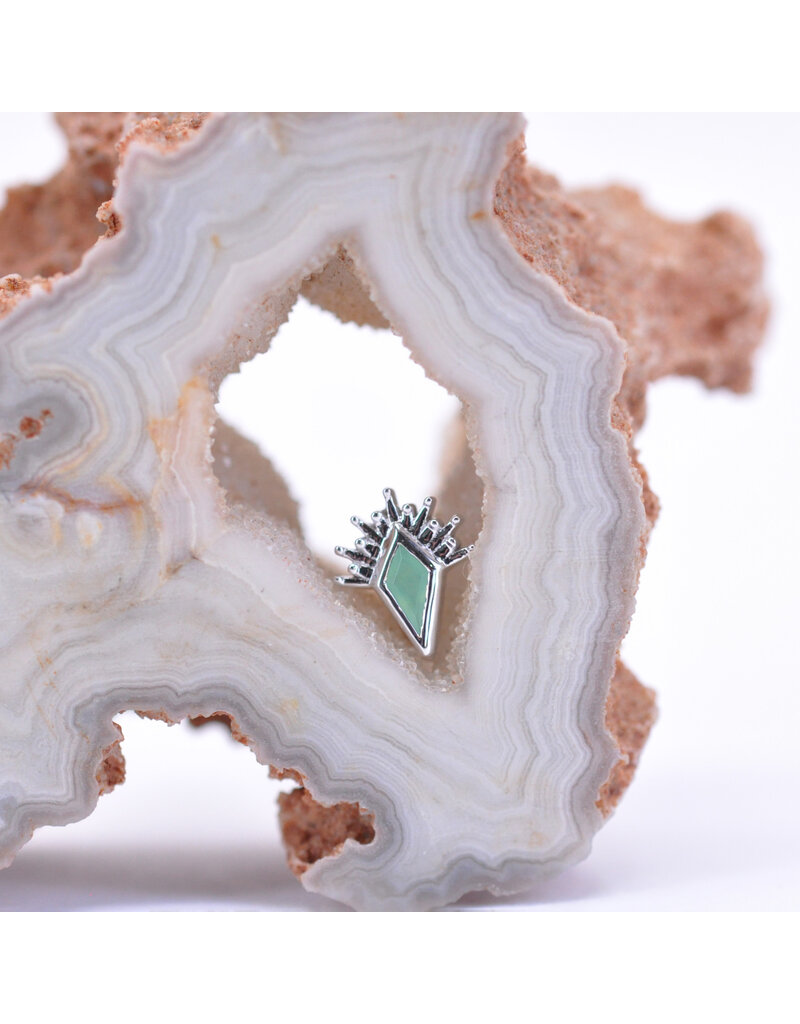 BVLA Kite Borderline with Faceted Chrysoprase in 14k White Gold 16g Threaded End by BVLA!