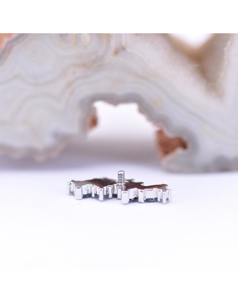 BVLA Left Facing Irina with Grade AA London Blue Topaz and Grey CZ in 14k White Gold 16g Threaded End by BVLA!