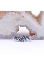 BVLA Left Facing Irina with Grade AA London Blue Topaz and Grey CZ in 14k White Gold 16g Threaded End by BVLA!