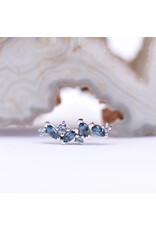 BVLA Left Facing Irina with Grade AA London Blue Topaz and Grey CZ in 14k White Gold 16g Threaded End by BVLA!