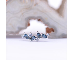Left Facing Irina London Blue Topaz & Grey CZ White Gold