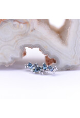 BVLA Left Facing Irina with Grade AA London Blue Topaz and Grey CZ in 14k White Gold 16g Threaded End by BVLA!