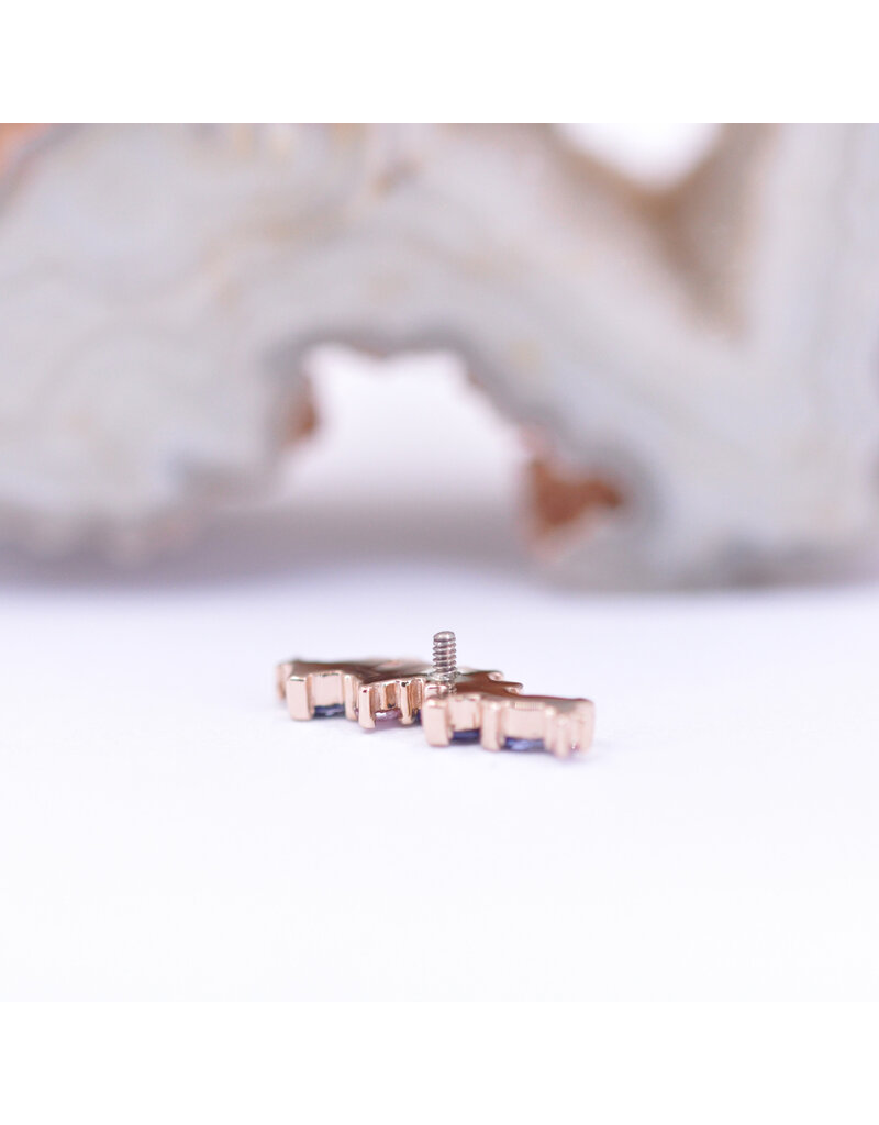 BVLA Left Facing Irina with Grade AA Tanzanite and Pink CZ in 14k Rose Gold 16g Threaded End by BVLA!