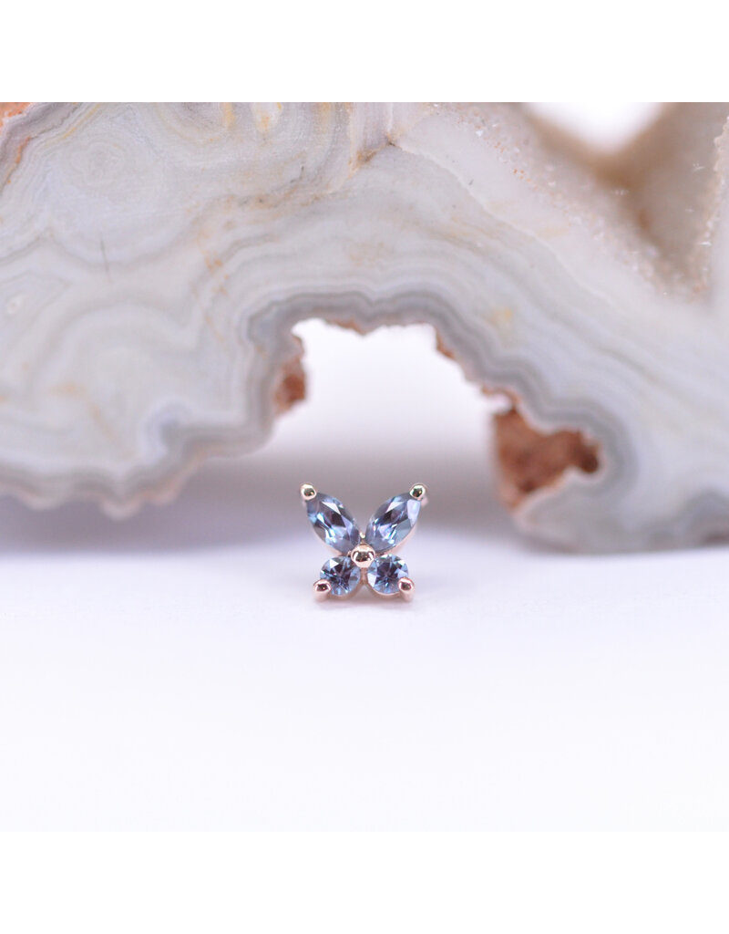 BVLA Monarch Butterfly with Alexandrite in 14k Rose Gold 16g Threaded End by BVLA!