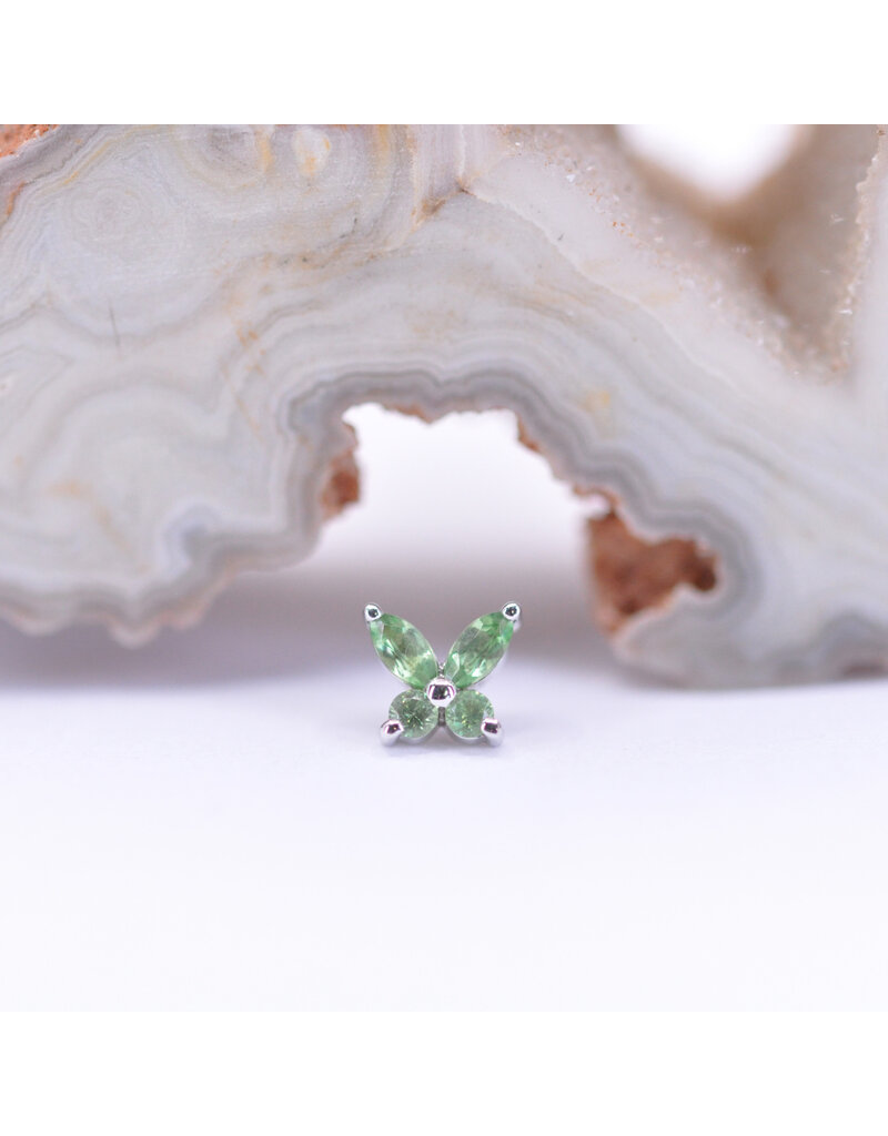 BVLA Monarch Butterfly with Grade AA Tsavorite Garnet in 14k White Gold 16g Threaded End by BVLA!