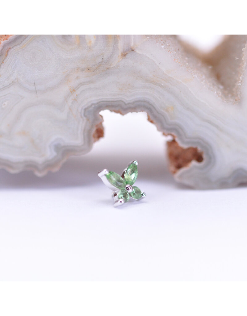 BVLA Monarch Butterfly with Grade AA Tsavorite Garnet in 14k White Gold 16g Threaded End by BVLA!