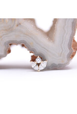 BVLA 6mm Bloom with CZ in 14k Yellow Gold 16g Threaded End by BVLA!