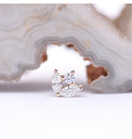 BVLA Bloom CZ Yellow Gold 16g Threaded End