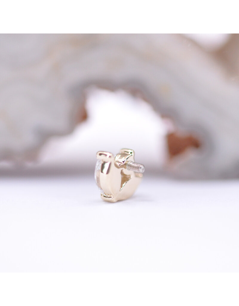 BVLA 6mm Bloom with CZ in 14k Yellow Gold 16g Threaded End by BVLA!
