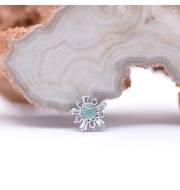 BVLA Elaine CZ, Chrysoprase White Gold 16g Threaded End