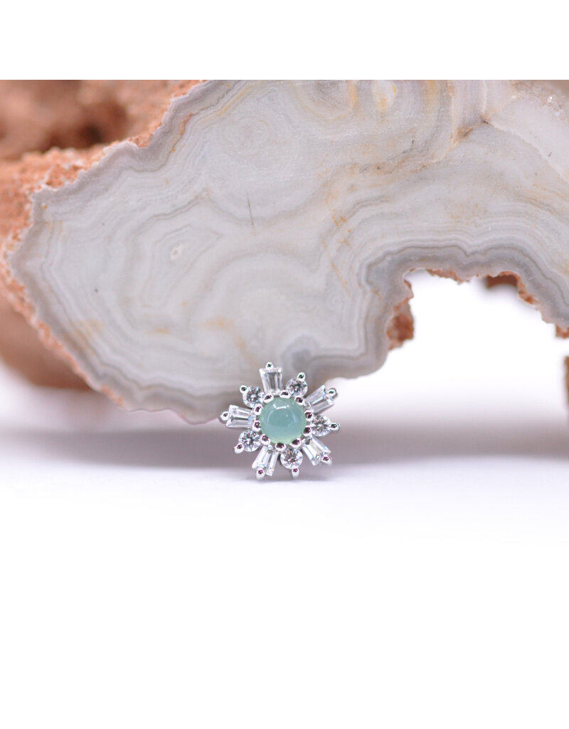 BVLA Elaine with CZ and Chrysoprase Cabochon in 14k Yellow Gold 16g Threaded End by BVLA!