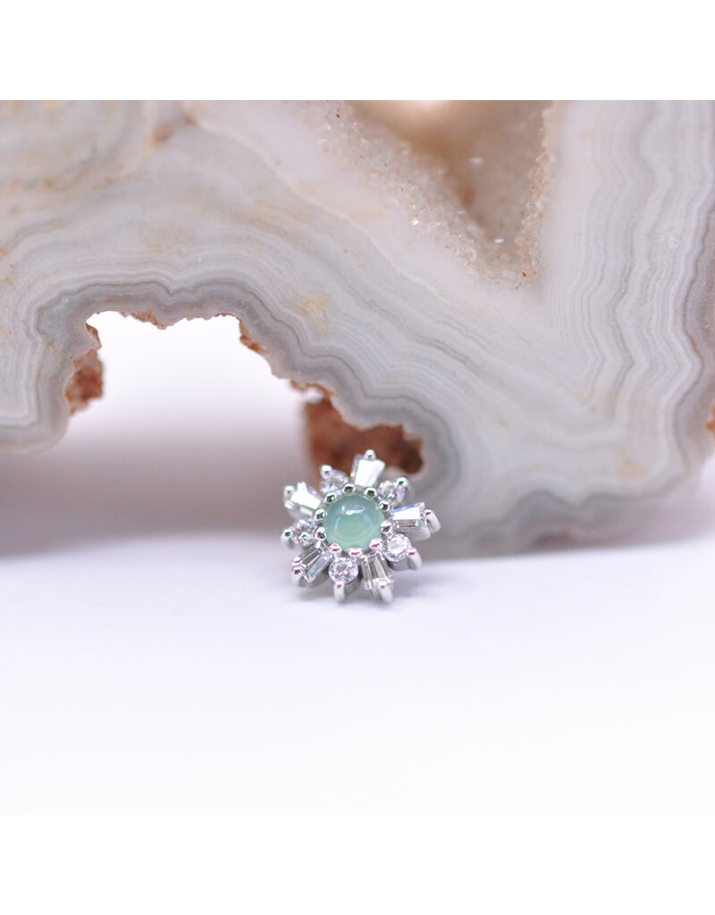 BVLA Elaine with CZ and Chrysoprase Cabochon in 14k Yellow Gold 16g Threaded End by BVLA!