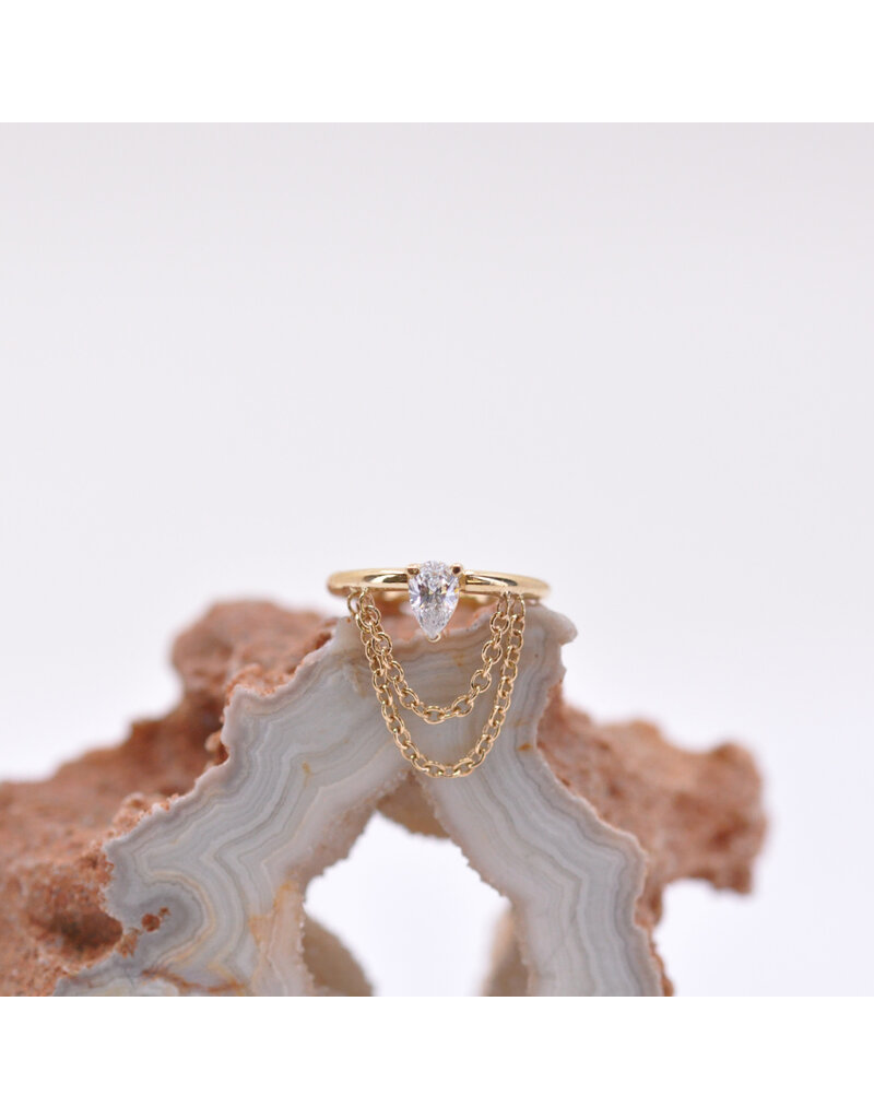 BVLA  16g 3/8" Call me! with CZ 14k Gold Seam Rings by BVLA