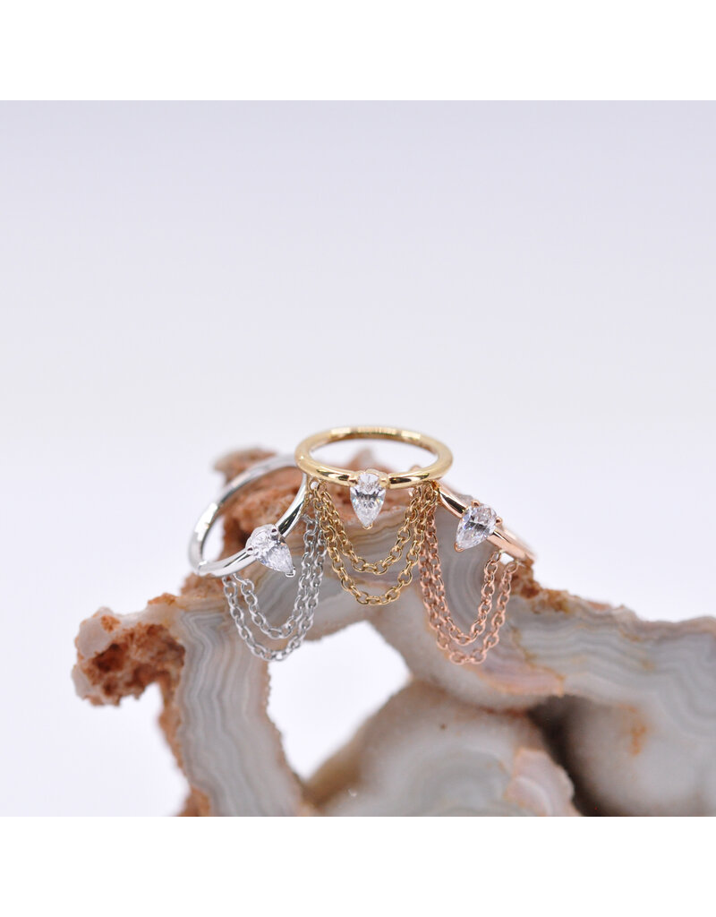 BVLA  16g 3/8" Call me! with CZ 14k Gold Seam Rings by BVLA