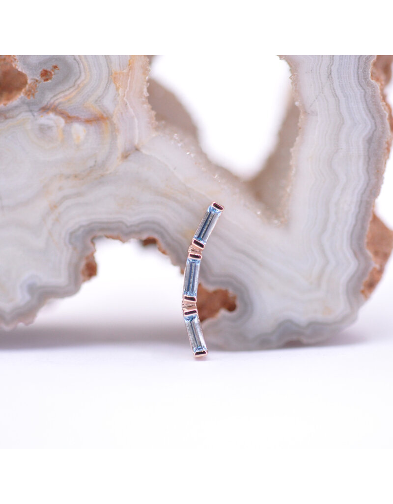 BVLA Trix 3 with Grade AA Swiss Blue Topaz in 14k Rose Gold 16g Threaded End by BVLA!