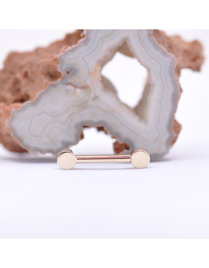 BVLA 12g 1/2" Bezel Nipple Barbells with 4mm Anastasia Topaz in 14k Yellow Gold