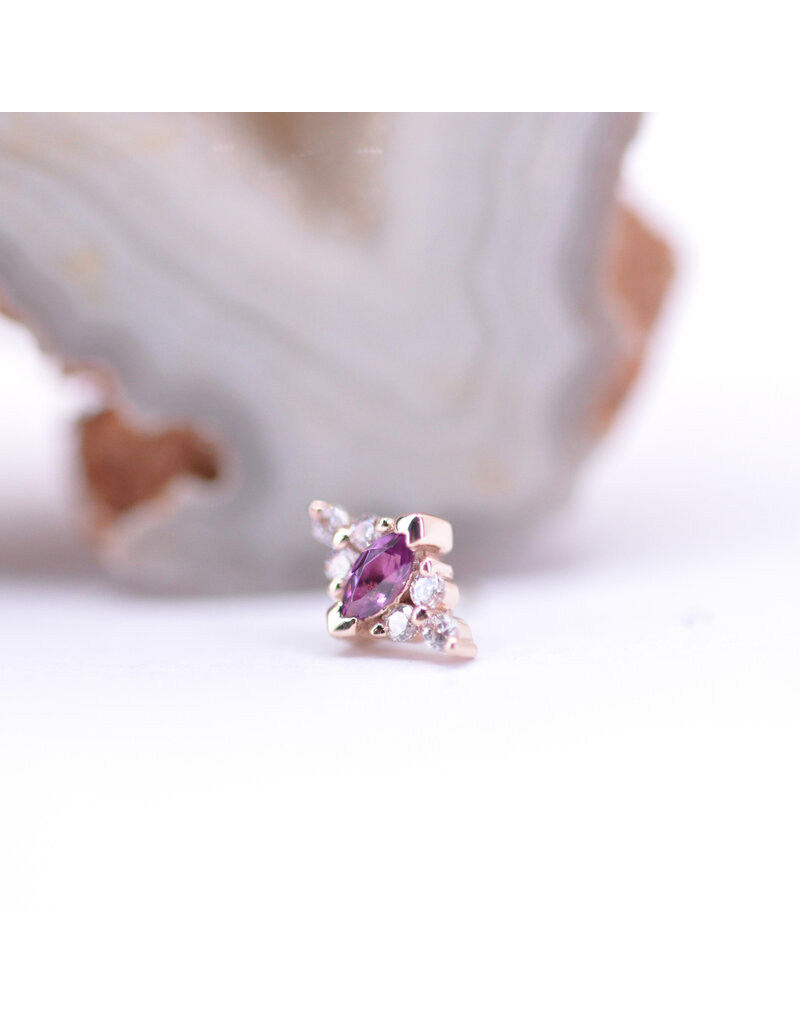 BVLA Marquise Embrace with Grade AA Rhodolite Garnet and CZ in 14k Rose Gold Threadless End by BVLA!