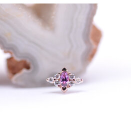 BVLA Marquise Embrace Rhodolite & CZ Rose Gold Threadless End