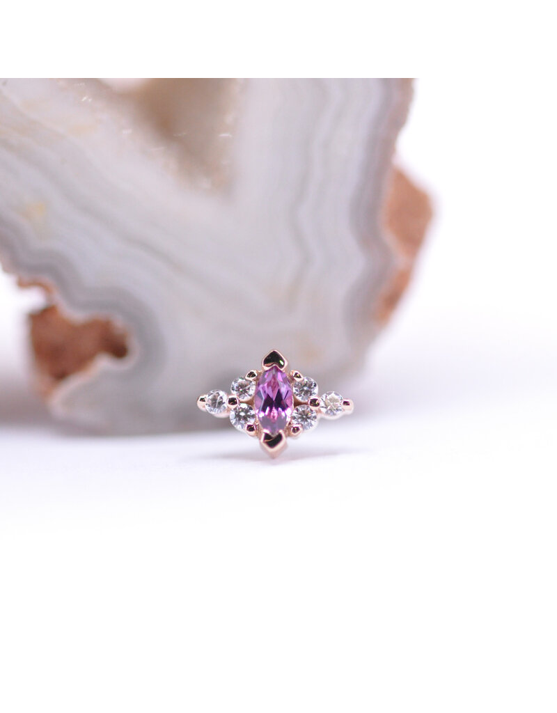 BVLA Marquise Embrace with Grade AA Rhodolite Garnet and CZ in 14k Rose Gold Threadless End by BVLA!