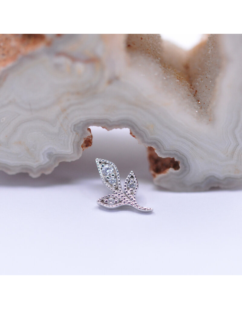 BVLA Mini Wisteria with CZ in 14k White Gold 16g Threaded Ends by BVLA!