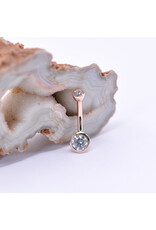 BVLA 14g 3/8" Bezel with CZ in 14k Rose Gold Navel Curve by BVLA!