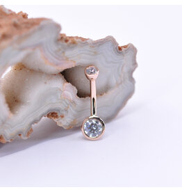 BVLA Bezel CZ Rose Gold 14g 3/8" Navel Curve
