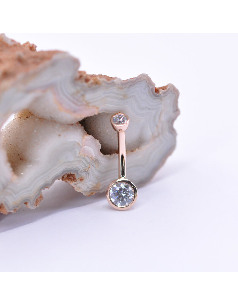 BVLA 14g 3/8" Bezel with CZ in 14k Rose Gold Navel Curve by BVLA!