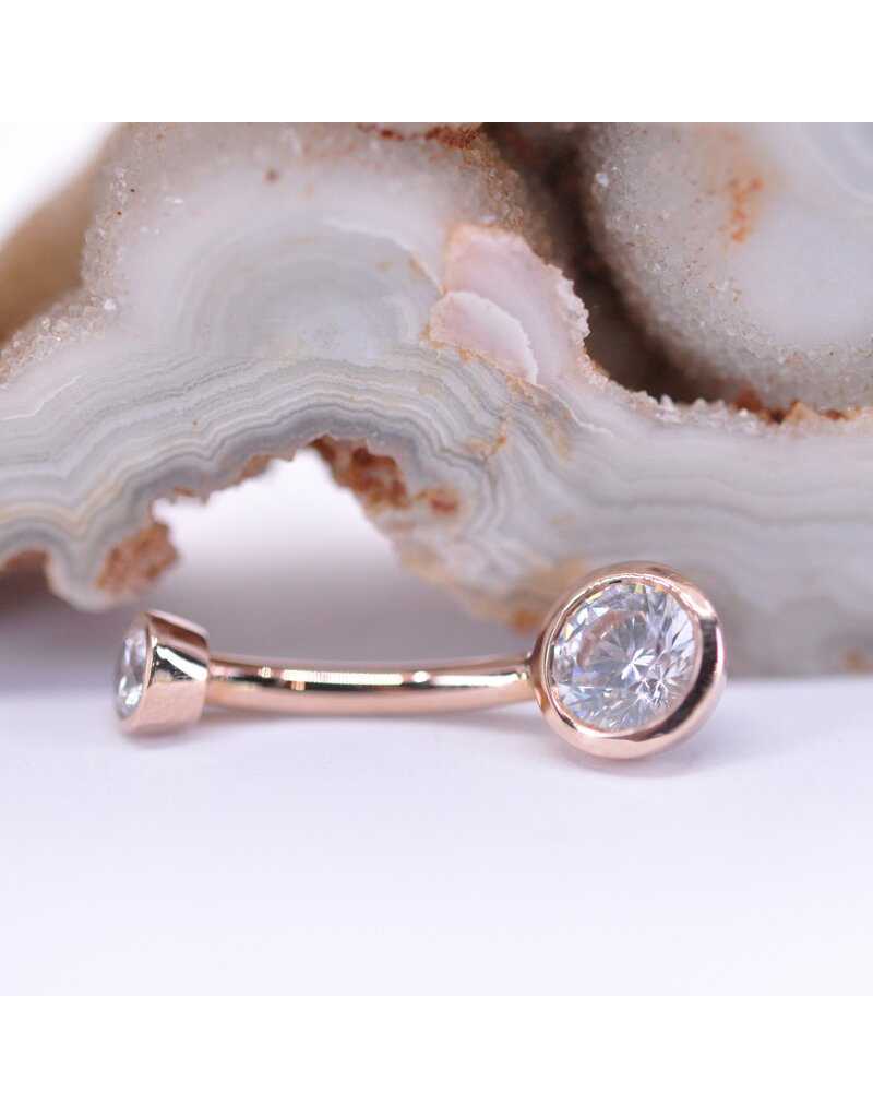 BVLA 14g 3/8" Bezel with CZ in 14k Rose Gold Navel Curve by BVLA!