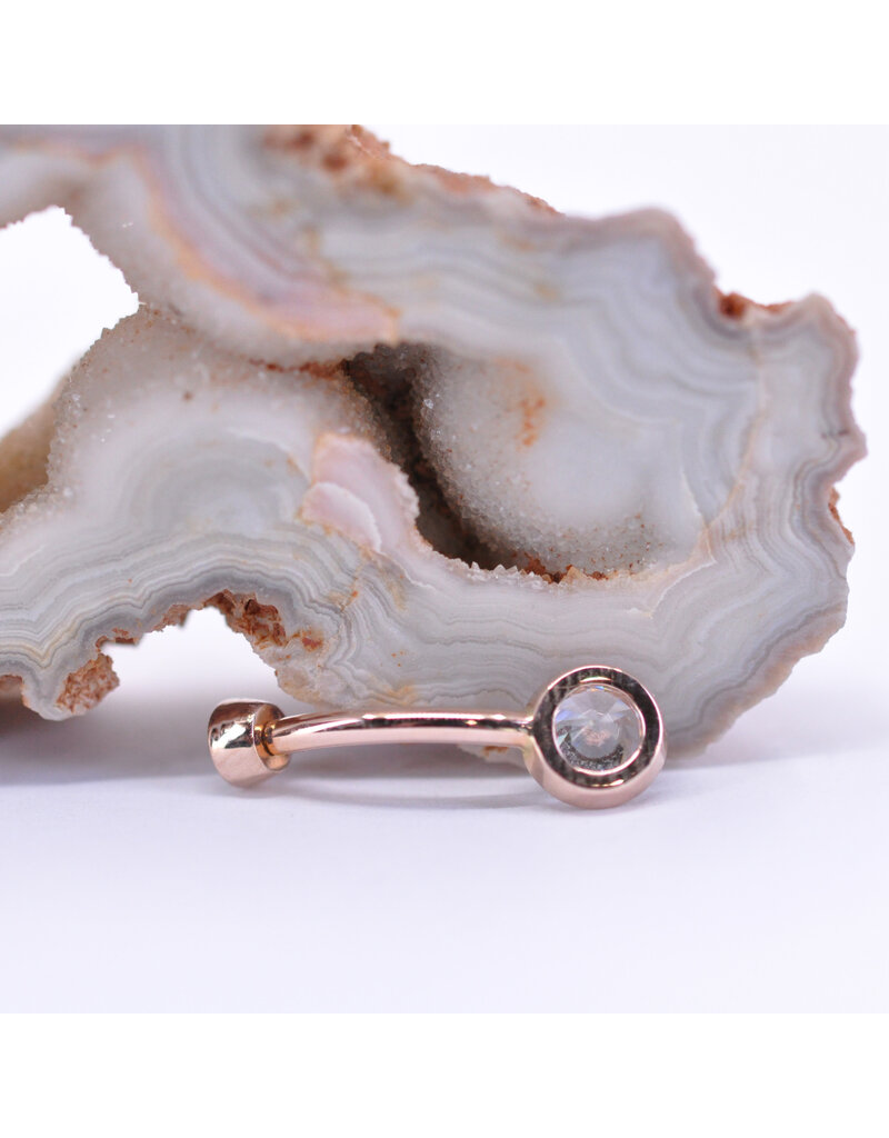 BVLA 14g 3/8" Bezel with CZ in 14k Rose Gold Navel Curve by BVLA!