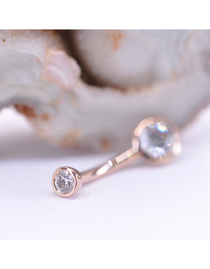 BVLA 14g 3/8" Bezel with CZ in 14k Rose Gold Navel Curve by BVLA!
