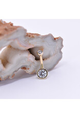 BVLA 14g 5/16" Bezel with CZ in 14k Yellow Gold Navel Curve by BVLA!