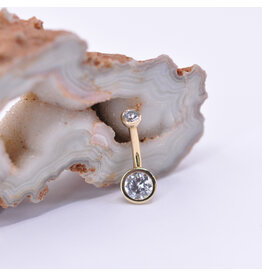 BVLA Bezel CZ Yellow Gold 14g 5/16" Navel Curve
