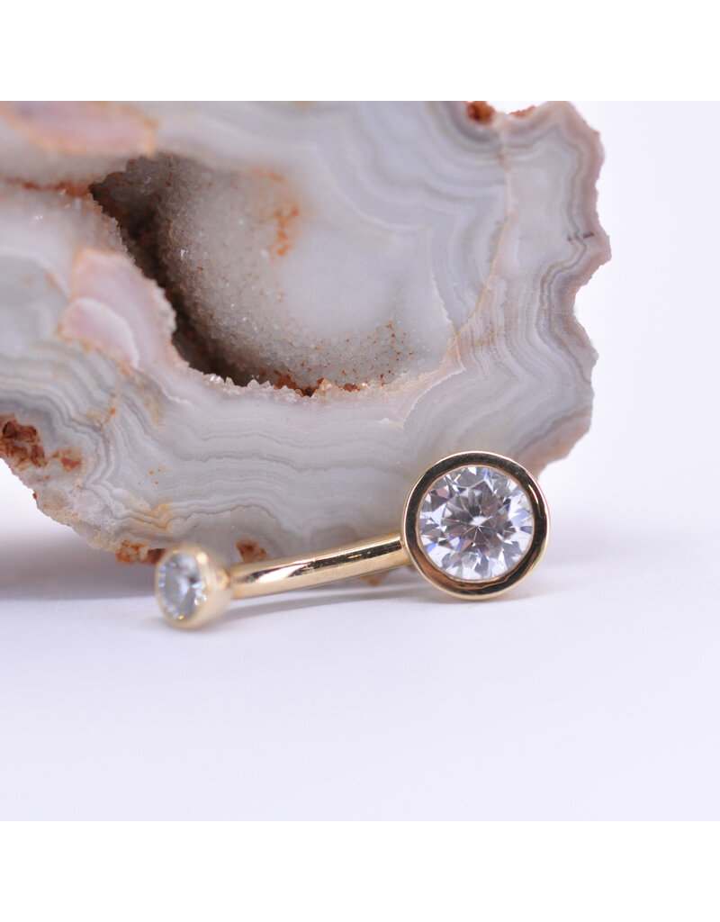 BVLA 14g 5/16" Bezel with CZ in 14k Yellow Gold Navel Curve by BVLA!