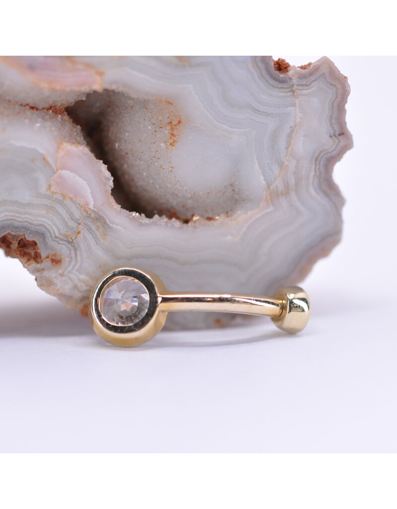 BVLA 14g 5/16" Bezel with CZ in 14k Yellow Gold Navel Curve by BVLA!