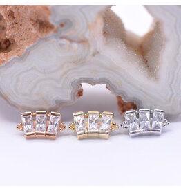 BVLA Baguette Panaraya CZ 14k Gold 16g Threaded Ends