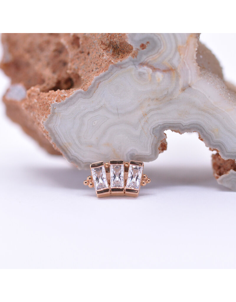 BVLA 3 Gem Baguette Panaraya with CZ in 14k Gold 16g Threaded End by BVLA!
