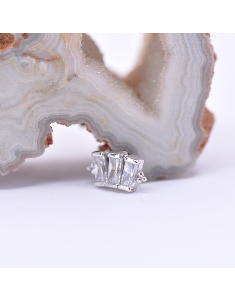 BVLA 3 Gem Baguette Panaraya with CZ in 14k Gold 16g Threaded End by BVLA!