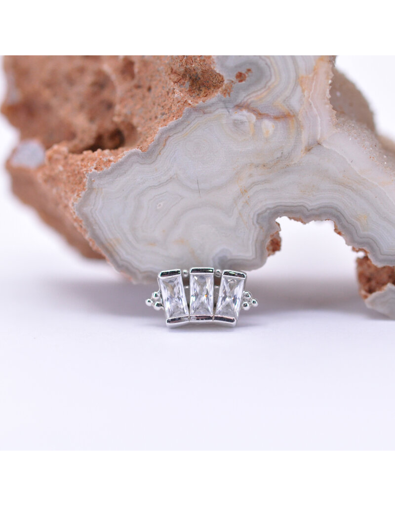 BVLA 3 Gem Baguette Panaraya with CZ in 14k Gold 16g Threaded End by BVLA!