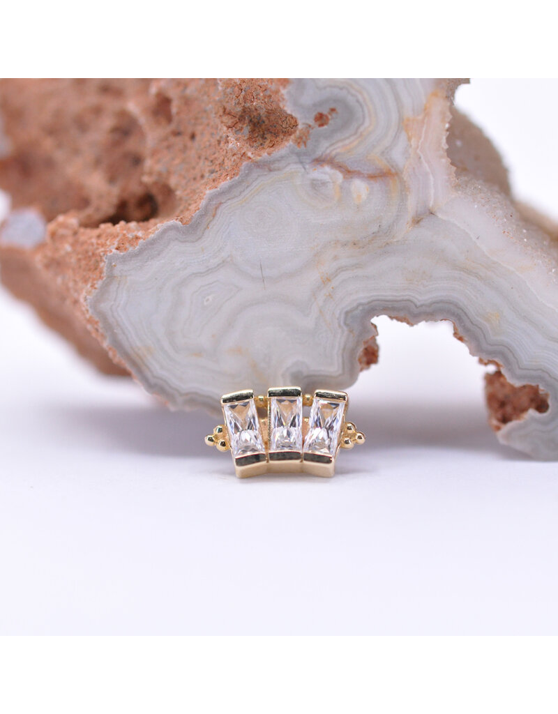 BVLA 3 Gem Baguette Panaraya with CZ in 14k Gold 16g Threaded End by BVLA!