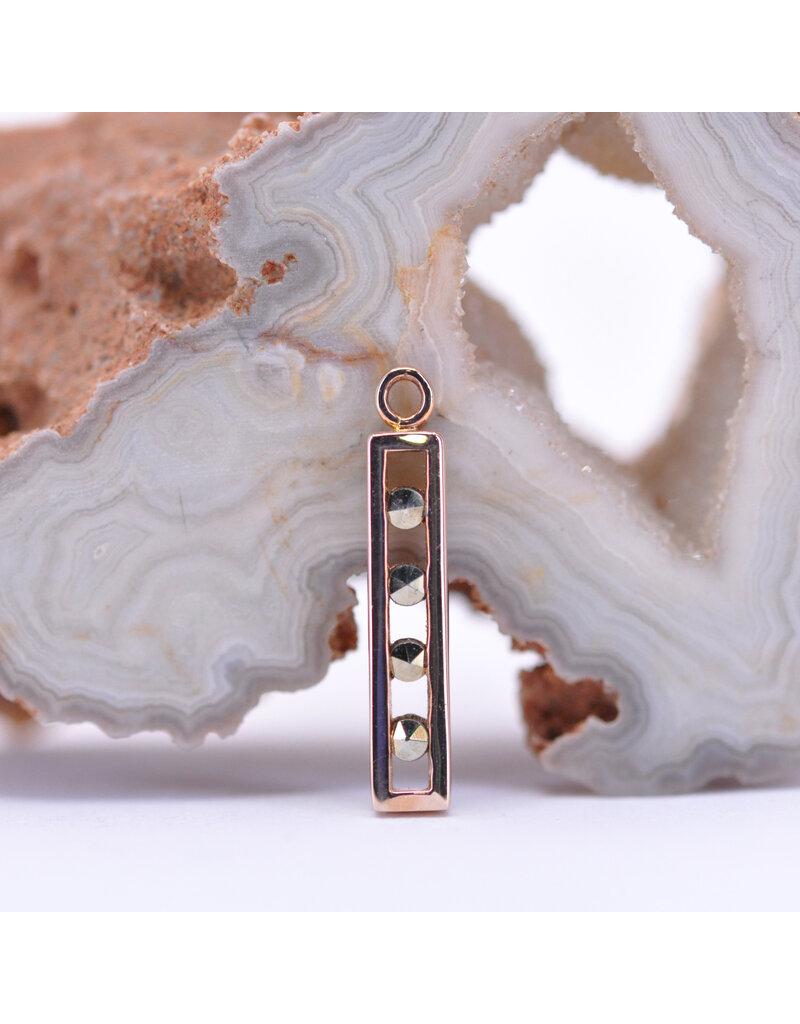BVLA Bar Four Charm with Marcasite in 14k Rose Gold by BVLA