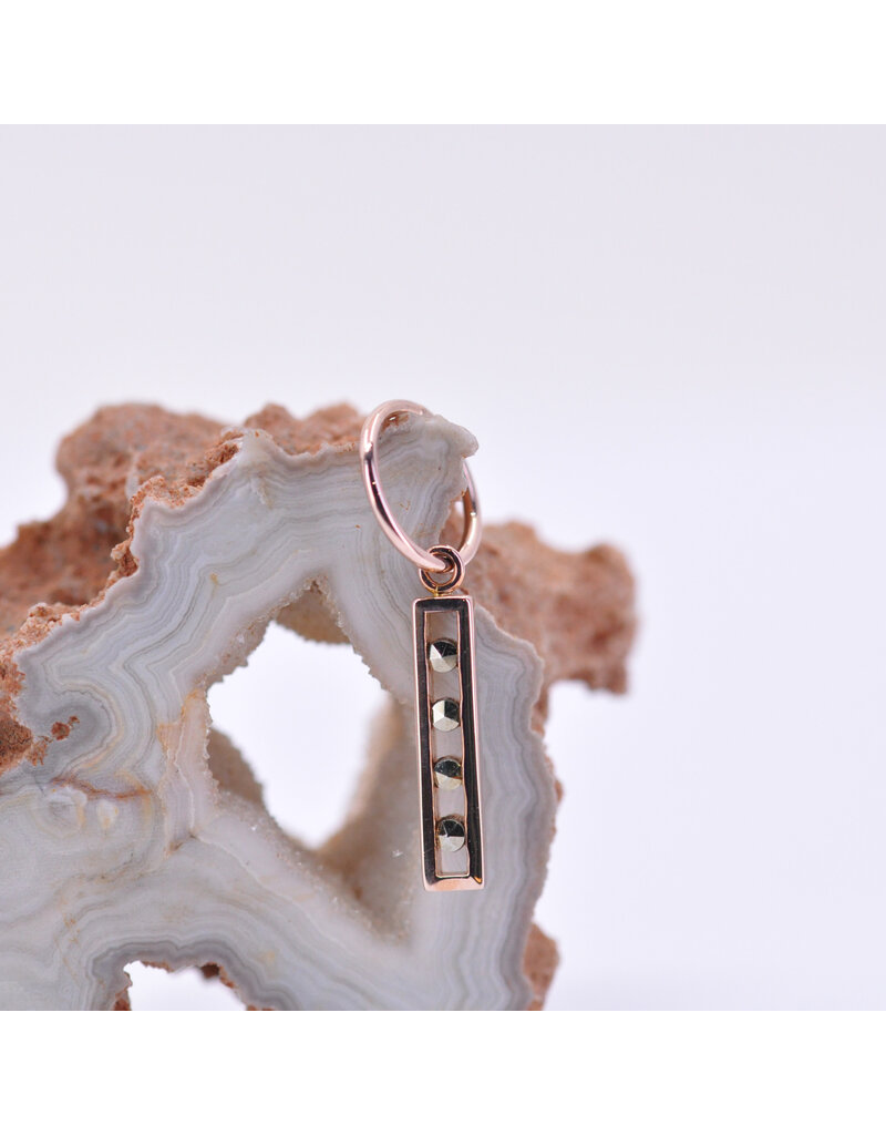 BVLA Bar Four Charm with Marcasite in 14k Rose Gold by BVLA