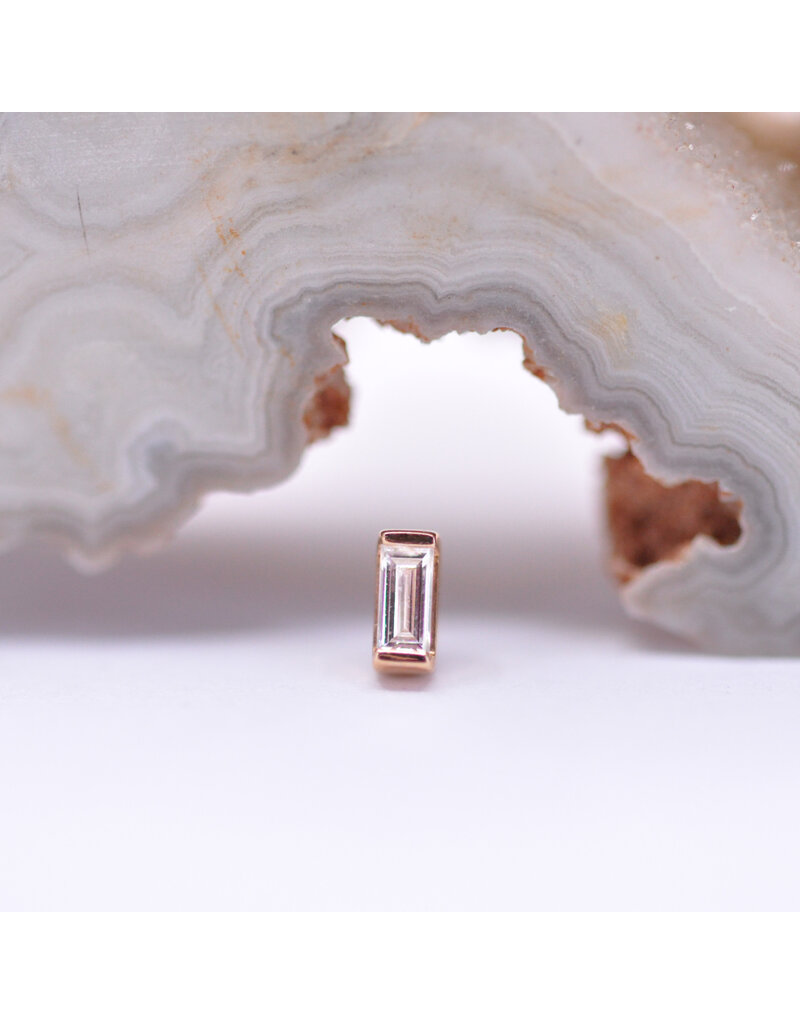BVLA Baguette Bar with 3x1.5mm Genuine Diamond Threadless Ends in 14k Gold by BVLA!