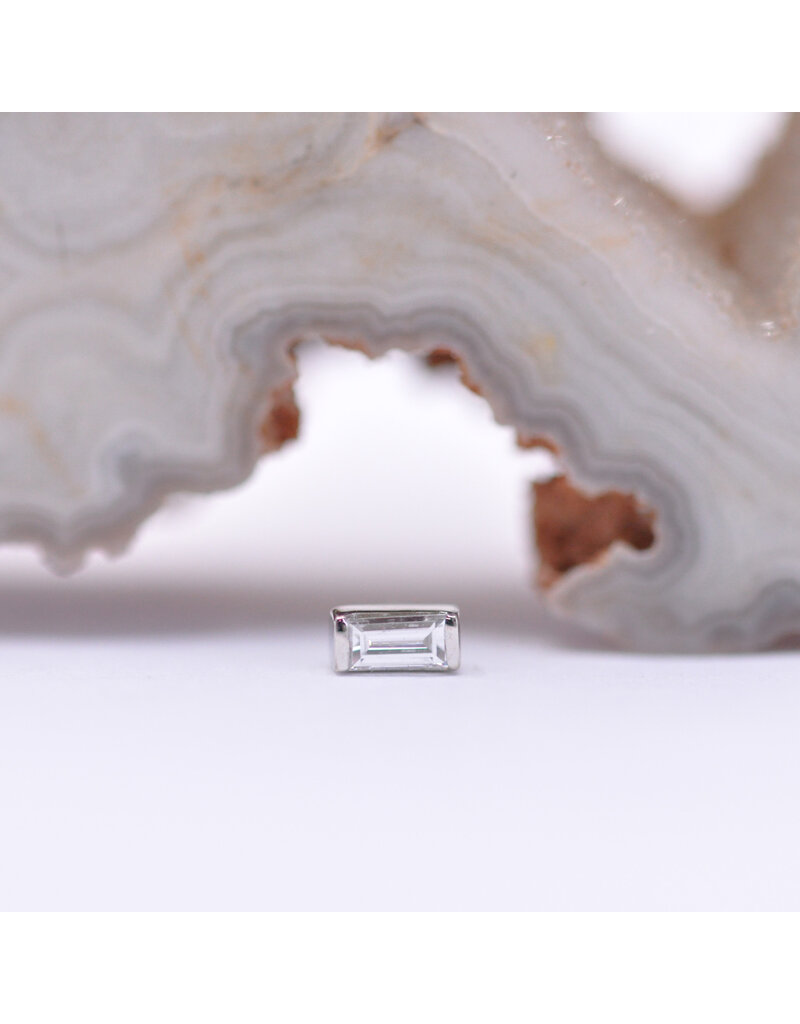 BVLA Baguette Bar with 3x1.5mm Genuine Diamond Threadless Ends in 14k Gold by BVLA!