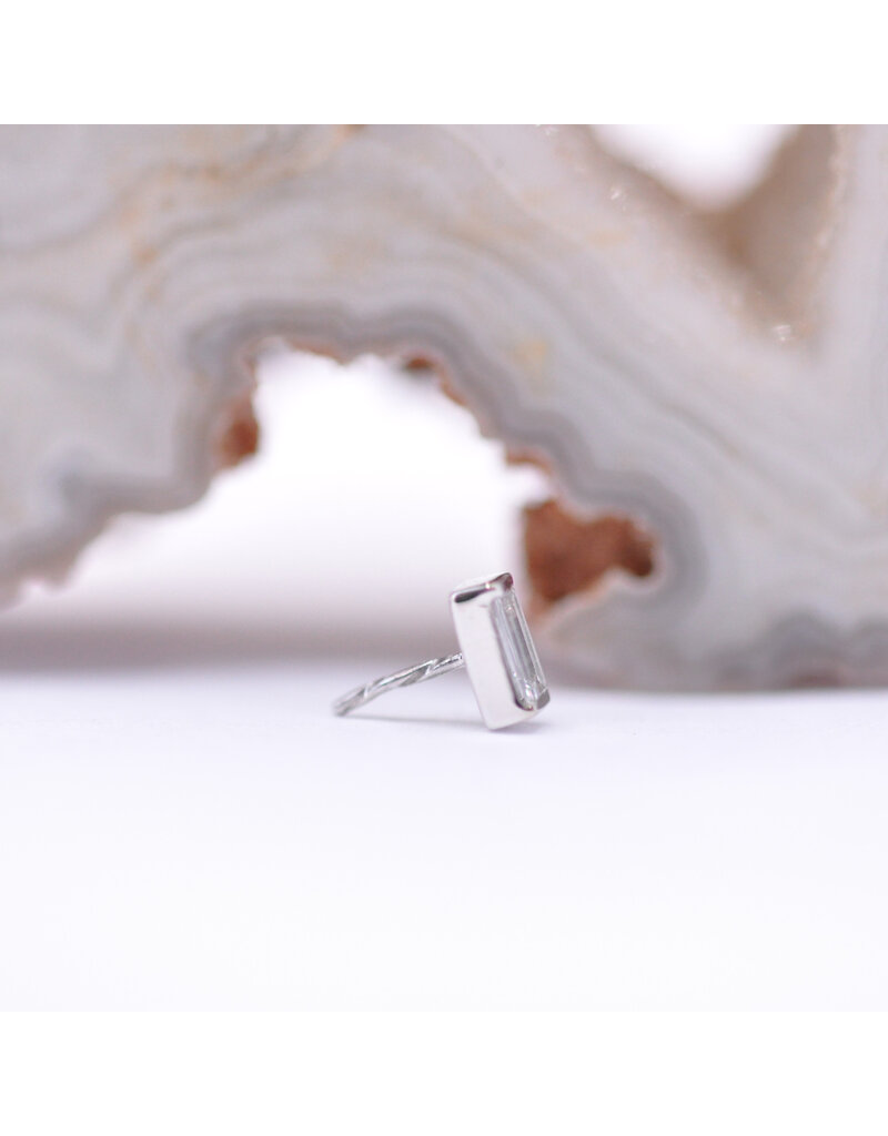BVLA Baguette Bar with 3x1.5mm Genuine Diamond Threadless Ends in 14k Gold by BVLA!