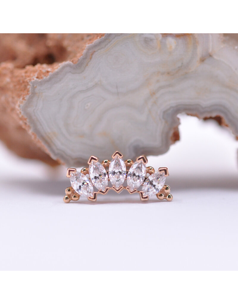 BVLA 5 Gem Marquise Panaraya with CZ in 14k  Gold 16g Threaded Ends by BVLA!