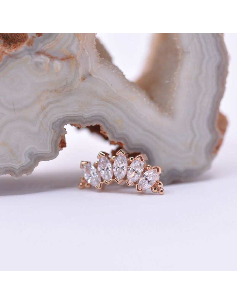 BVLA 5 Gem Marquise Panaraya with CZ in 14k  Gold 16g Threaded Ends by BVLA!